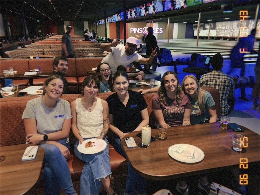 A group of Rust employees together at a company outing